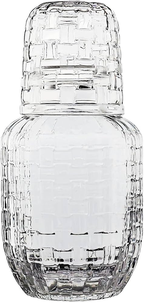 Bedside Water Carafe and Glass Set for Bedroom Nightstand, Bedside, Ticked Glass Mouthwash Decant... | Amazon (US)