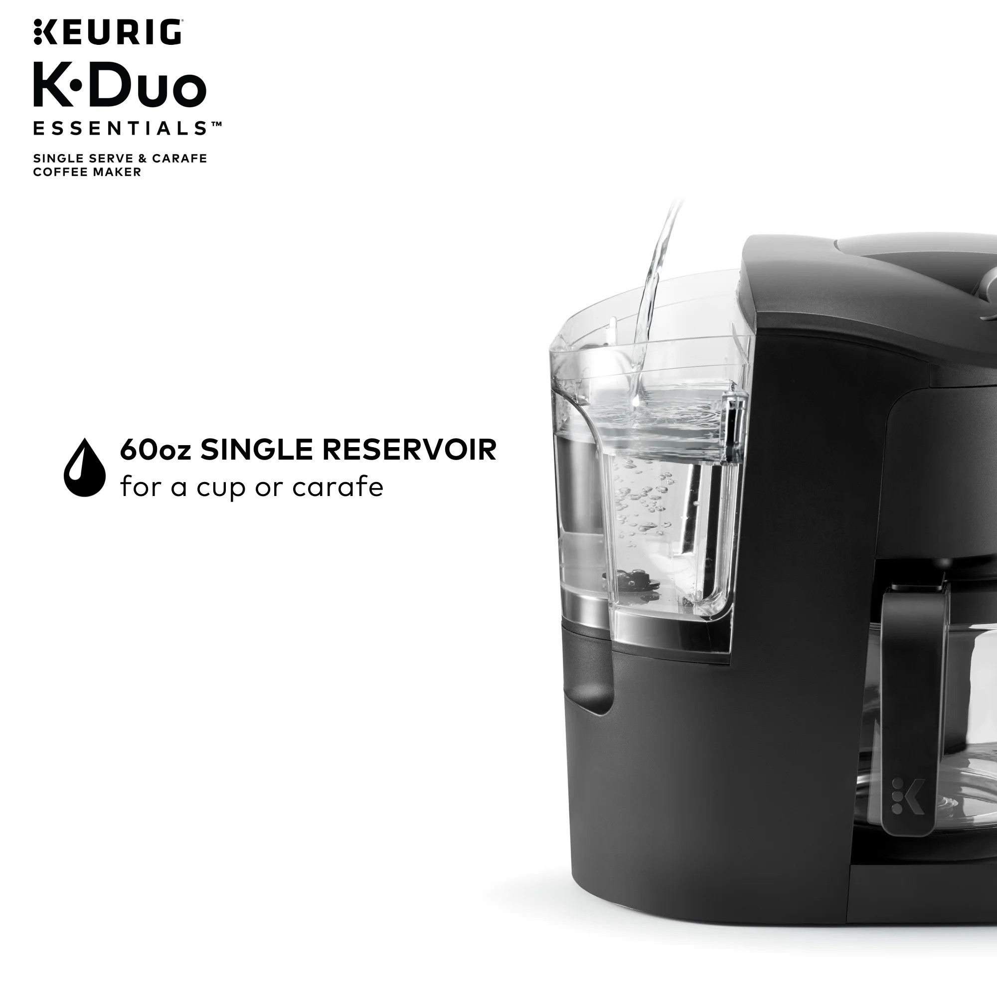 Keurig K-Duo Essentials Coffee Maker, with Single Serve K-Cup Pod and 12 Cup Carafe Brewer, Black | Walmart (US)