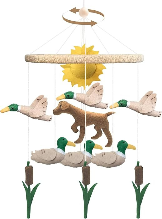 Baby Mobile for Crib Mallard Duck Baby Crib Mobile for Boys Girls Handmade Felt Dog Nursery Decor... | Amazon (US)