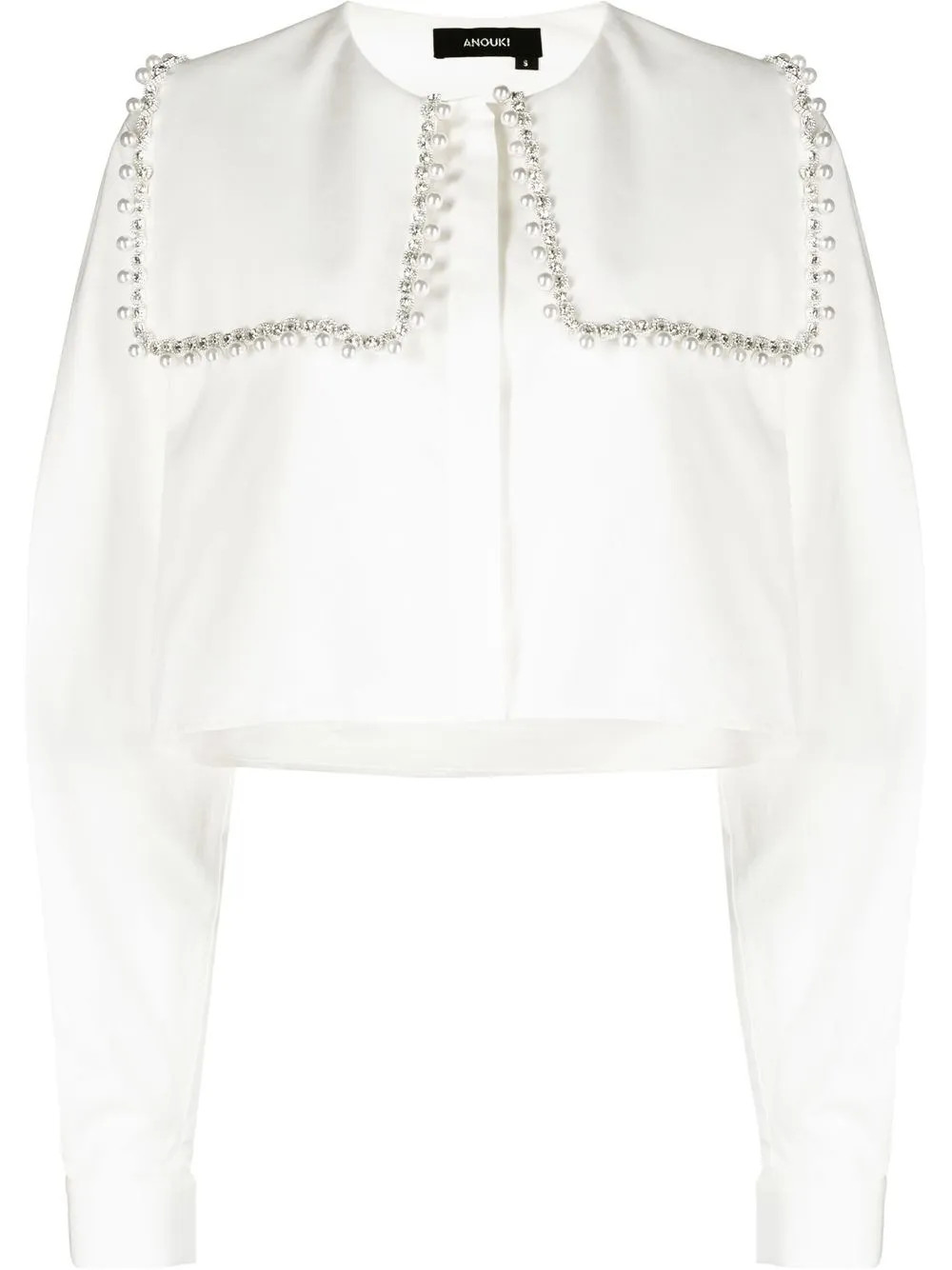 ANOUKI pearl-embellished Collar Blouse - Farfetch | Farfetch Global