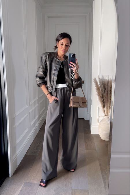 The bomber I’ve had on heavy rotation since fall, love the distressed leather look and it’s at a great price! 
Bomber TTS 
Tank size down 
Pants size down 

#LTKstyletip #LTKSeasonal