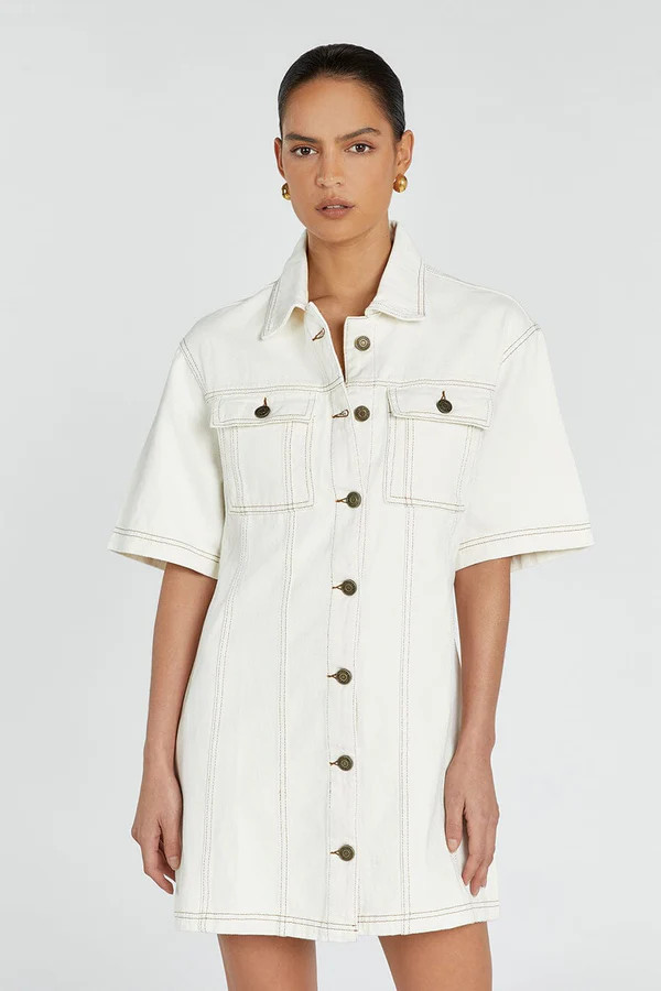 ALFRED CREAM DENIM MINI DRESS | DISSH