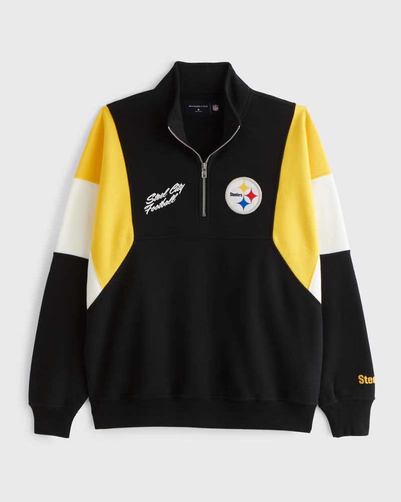 Abercrombie & Fitch Men's Pittsburgh Steelers Half-Zip Sweatshirt in Black - Steelers - Size XXXL TALL | Abercrombie & Fitch (US)