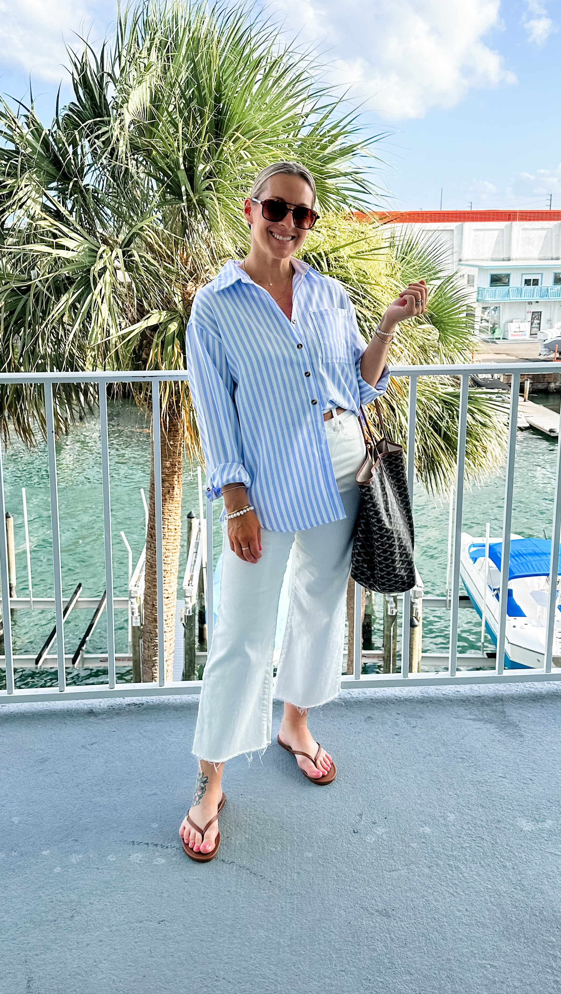 Easter outfit out for dinner in Florida! 
Medium top. Packed great. Didn’t even need to be steamed! Tts 29 jeans in classic length. 8 sandals. The only ones I wore all trip!! 

#LTKFindsUnder50 #LTKStyleTip #LTKTravel