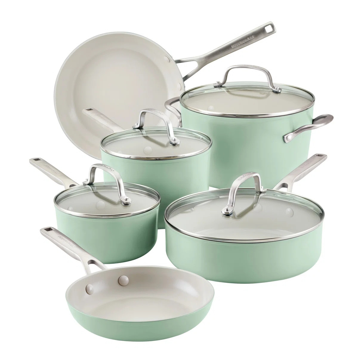 KitchenAid Hard Anodized Ceramic Nonstick Cookware Pots and Pans Set, 10 Piece | Wayfair North America