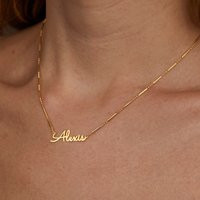 Name Necklace With Italian Chain, Personalized Minimalist Necklace, Jewelry, Handmade Plate Pendant | Etsy (US)