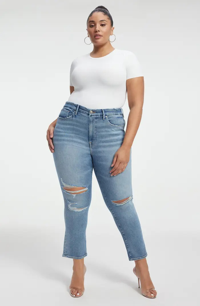 Good Legs Distressed Stretch Straight Leg Jeans | Nordstrom