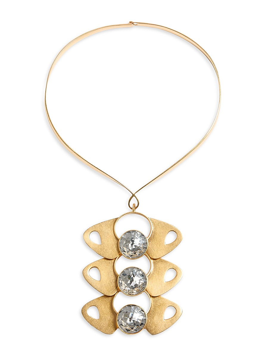 Women's Pages Necklace in Metal and Crystals - Gold Crystal | Saks Fifth Avenue