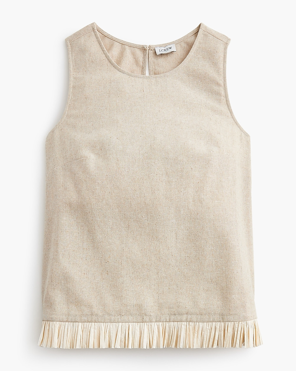 Straw-trim linen-blend shell | J.Crew Factory