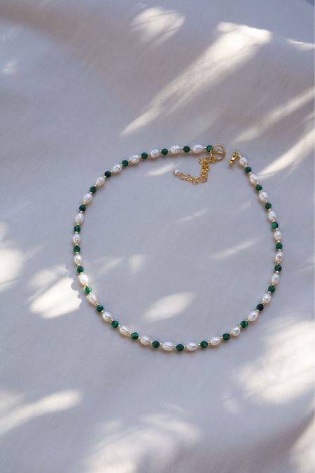 Malachite necklace pearl beaded necklace 

Perfect for summer or a beach vacation 

#LTKSeasonal #LTKstyletip #LTKfindsunder50