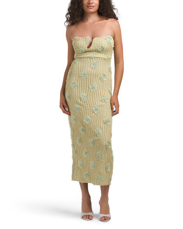 Horizon Strapless Textured Floral Midi Dress | TJ Maxx