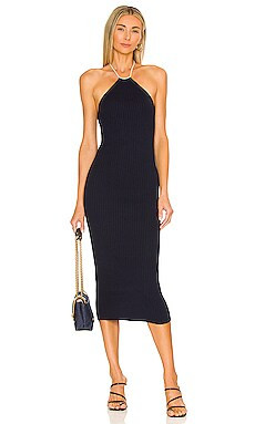 Line & Dot Elizabeth Pearl Neck Midid Dress in Sapphire Blue from Revolve.com | Revolve Clothing (Global)