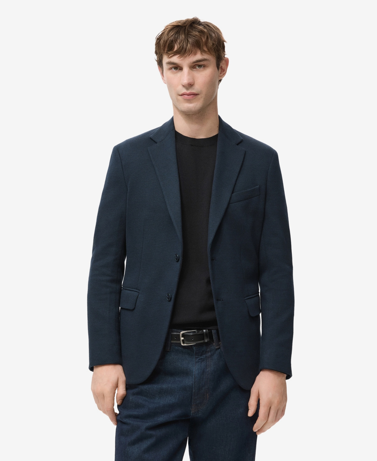 Mango Men's Slim Fit Microstructure Blazer - Navy | Macy's