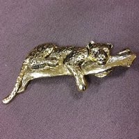 Leopard - Goldtone Metal Brooch With The Leopard Lying On A Tree Branch. Great Details in Metalwork. No Maker's Mark Found | Etsy (US)