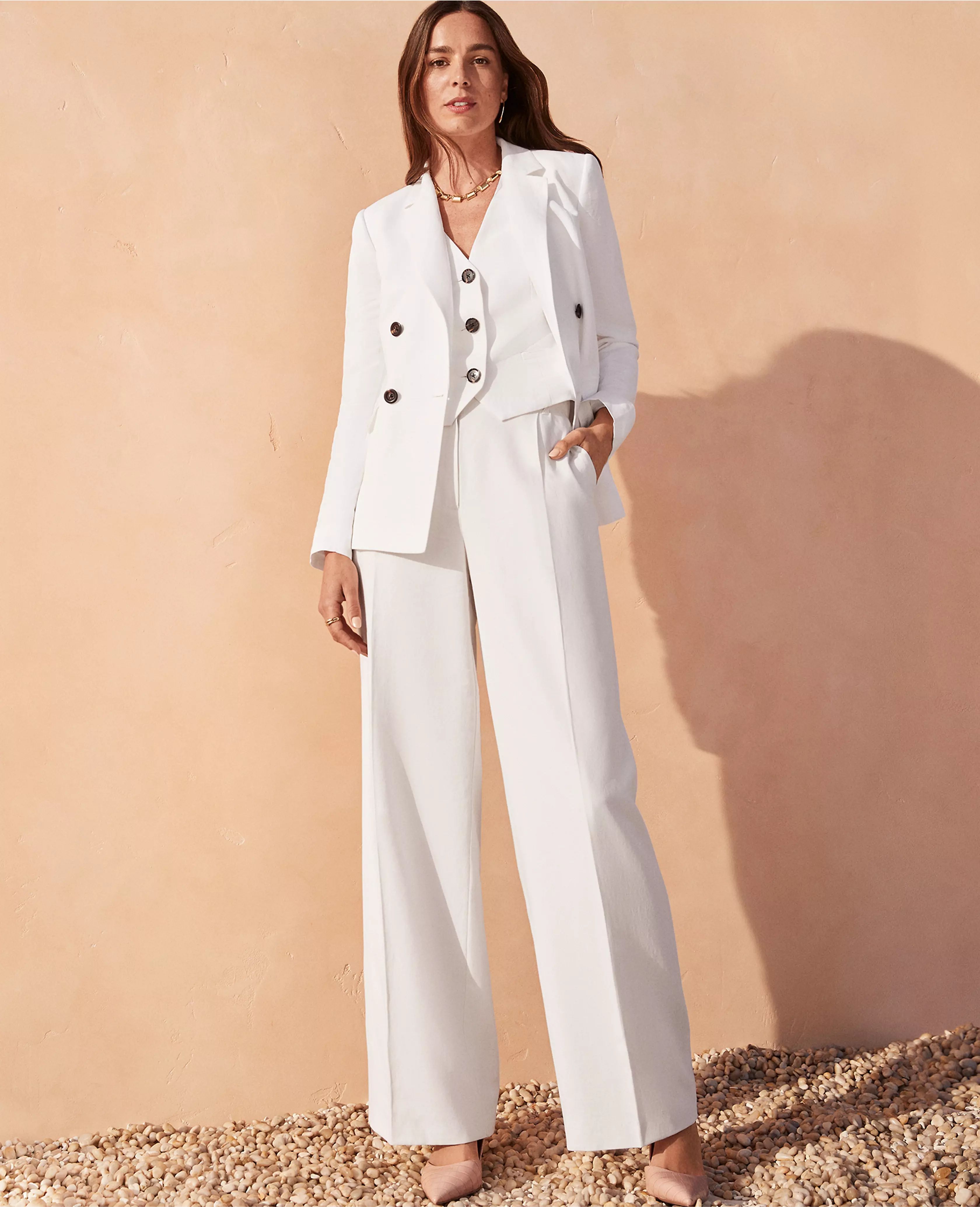 The Single Pleated Wide Leg Pant in Texture | Ann Taylor (US)