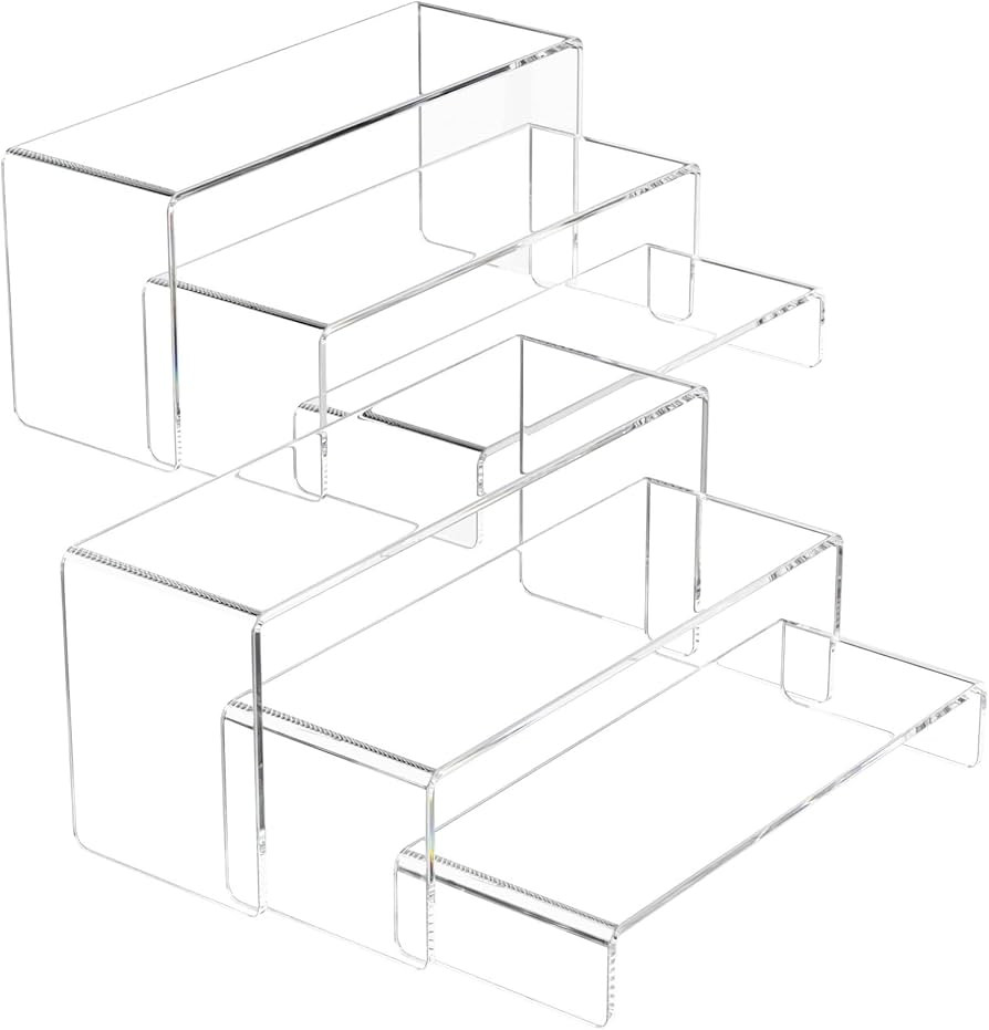 NIUBEE Acrylic Display Riser, 6 Pcs 9" Large Acrylic Risers, 2 Set Clear Rectangular Stands for C... | Amazon (US)