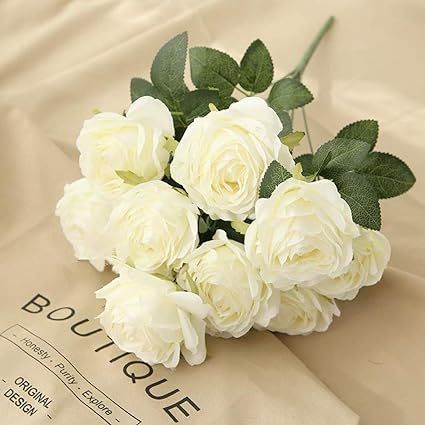 Jasion Artificial Roses Flowers 10 Heads Arrangement Silk Bouquet for Home Office Parties Bridal ... | Amazon (US)