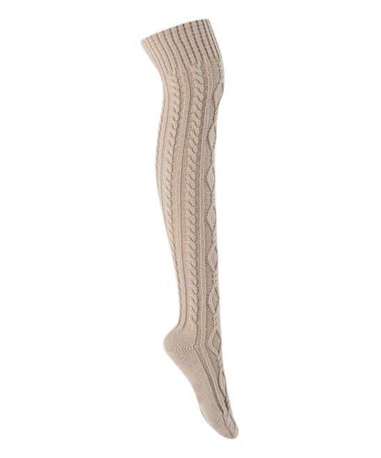 H.O.P.E Women's Leg Warmers Beige - Beige Cable-Knit Over-the-Knee Socks | Zulily