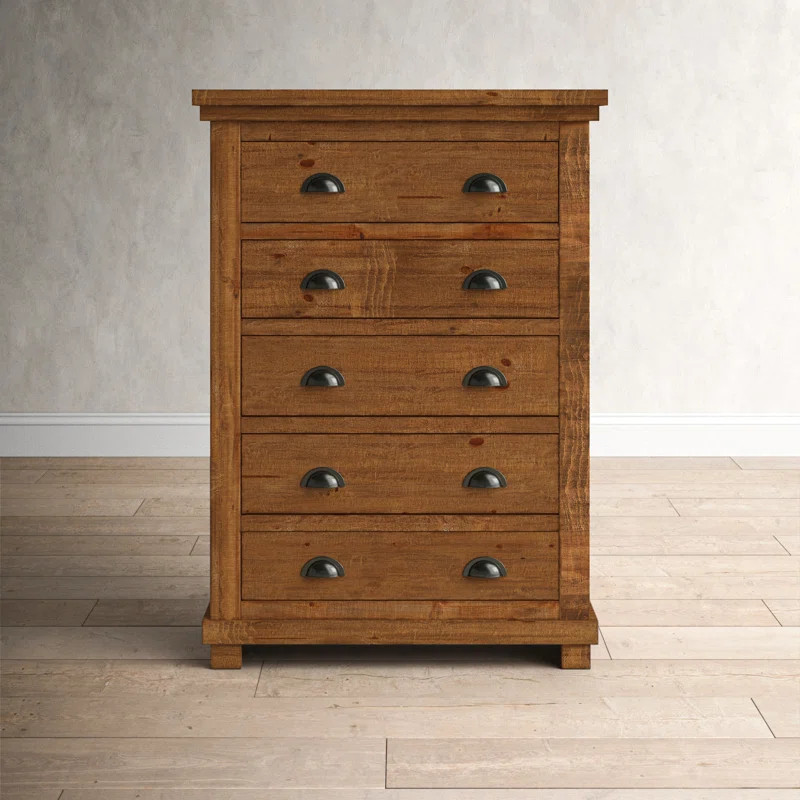 Wolferstorn 5 Drawer 38" W Solid Wood Chest | Wayfair North America