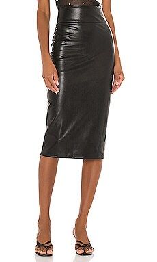 Enza Costa Vegan Leather Midi Pencil Skirt in Black from Revolve.com | Revolve Clothing (Global)