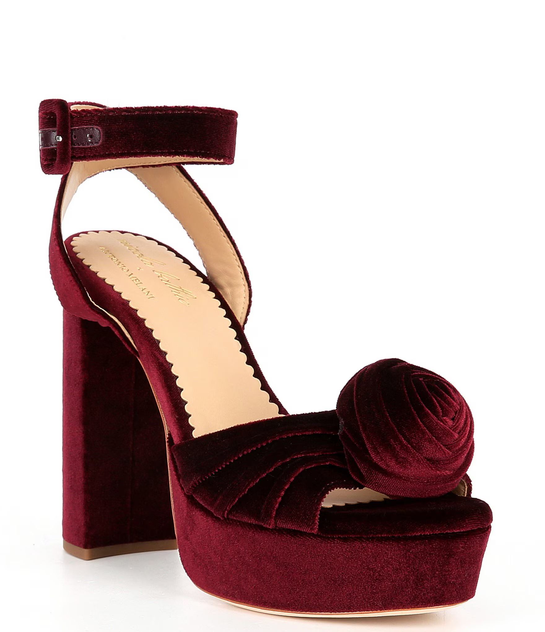 x Nicola Bathie Emilia Velvet Rose Platform Dress Sandals | Dillard's