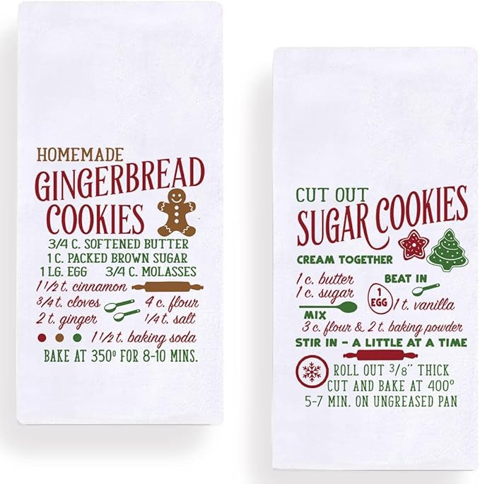 Christmas Homemade Gingerbread Cookies Kitchen Dish Towels, 18 x 28 Inch Winter Xmas Holiday Tea ... | Amazon (US)