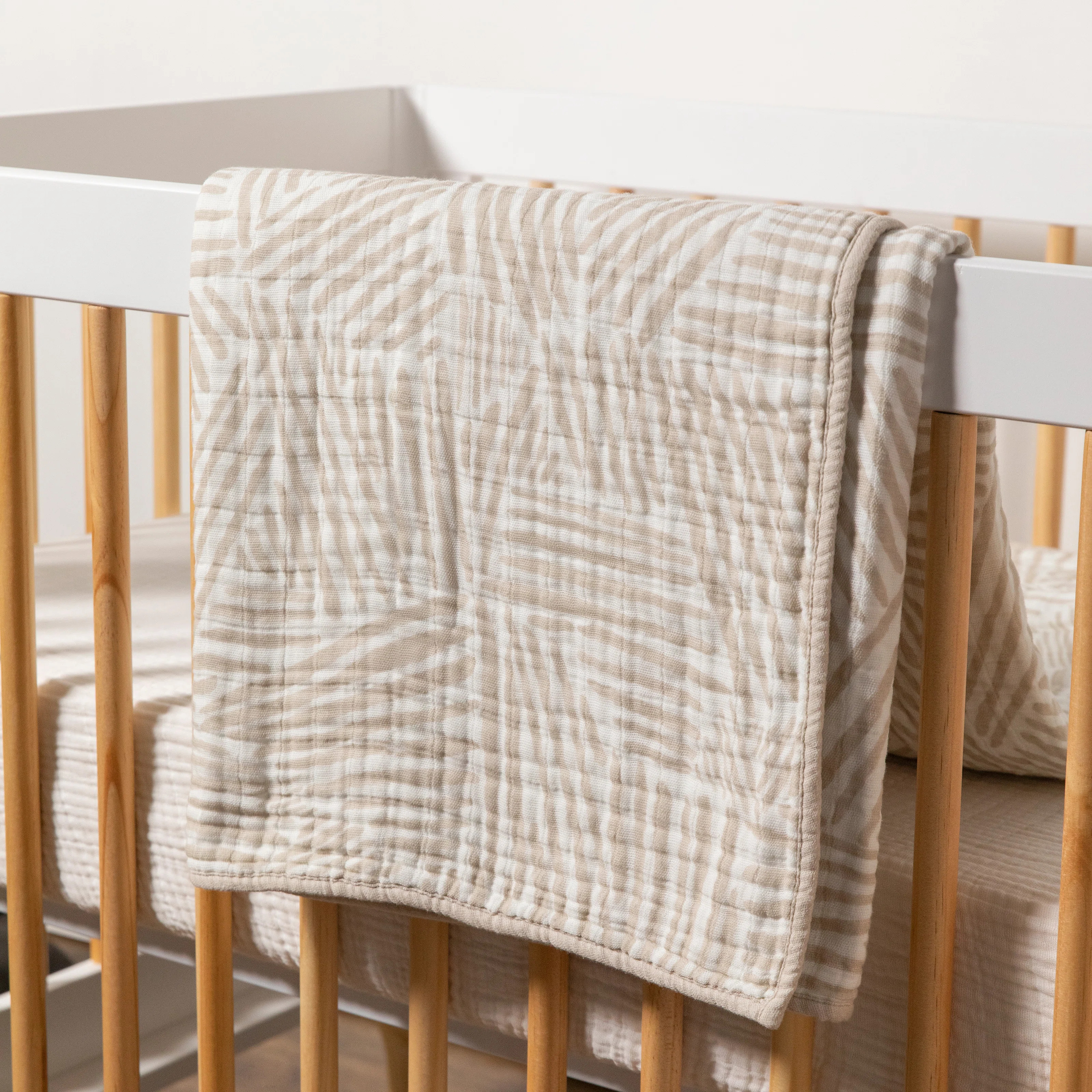 Oat Stripe Quilt In 3-Layer Muslin Cotton | Wayfair North America