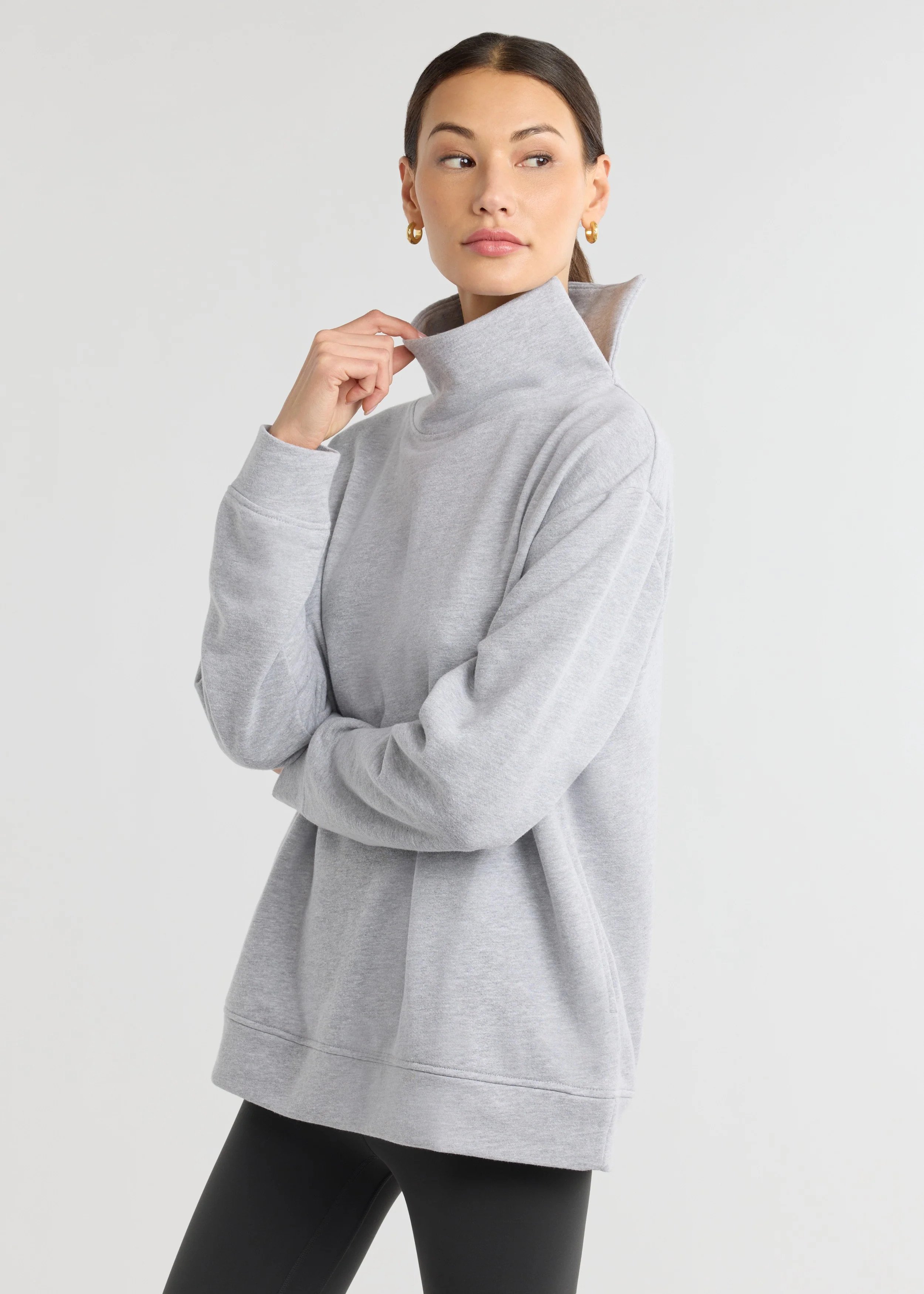 Blair Turtleneck in French Terry (Heather Grey) | Dudley Stephens
