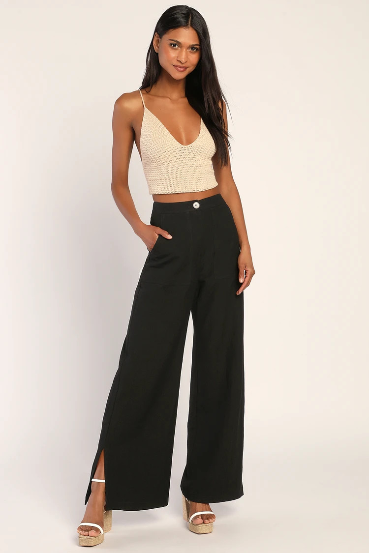 Jet Stream Black High Waisted Wide Leg Pants | Lulus
