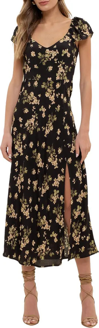 Floral Cap Sleeve Midi Dress | Nordstrom Rack