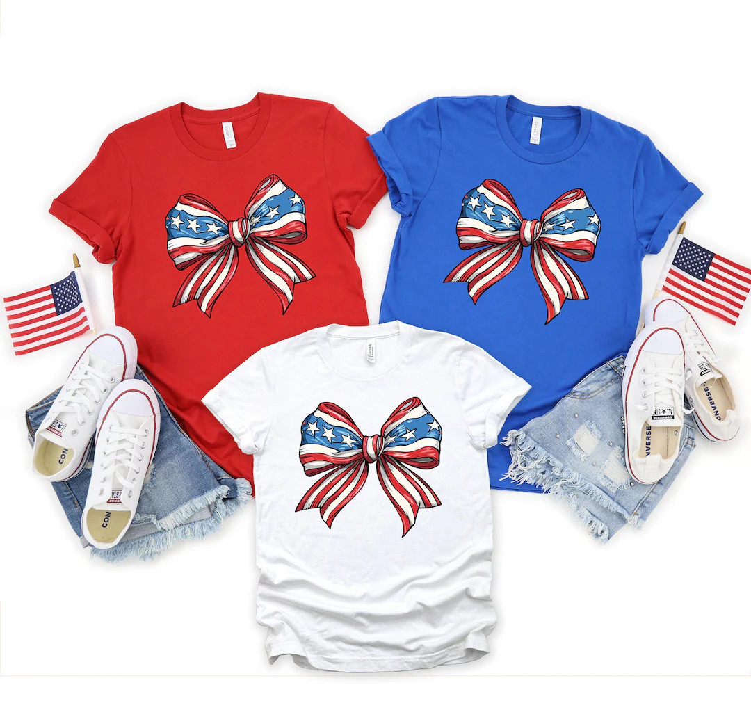 Coquette American Flag Shirt, Coquette Bow Shirt, 4th of July Shirt, America Shirt Sweatshirt, Am... | Etsy (US)