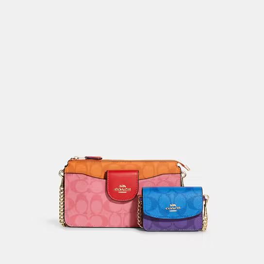 Poppy Crossbody With Card Case In Blocked Signature Canvas | Coach Outlet