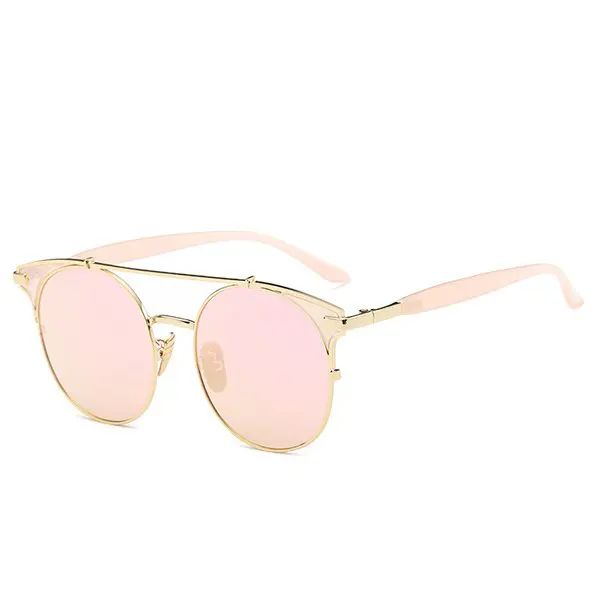 Stylish Crossbar Pink Cat Eye Mirrored Sunglasses For Women | Rosegal US