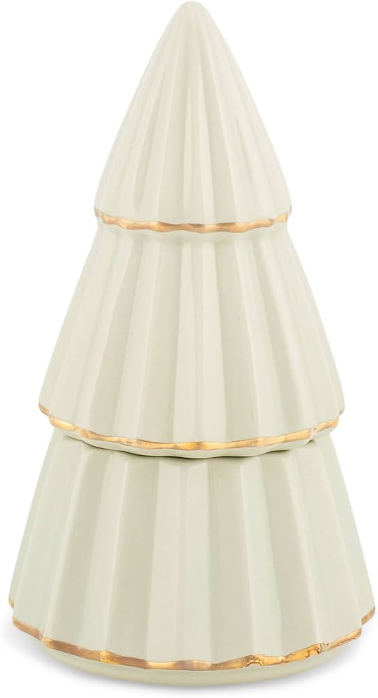 Illume Cream Gold Foil Trim 8.25 inch Soy Wax Ceramic Christmas Tree Candle, Peppermint Whip | Amazon (US)