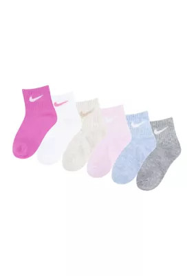 Nike Girls Solid Multicolored Socks - 6 Pack, Pink | Belk