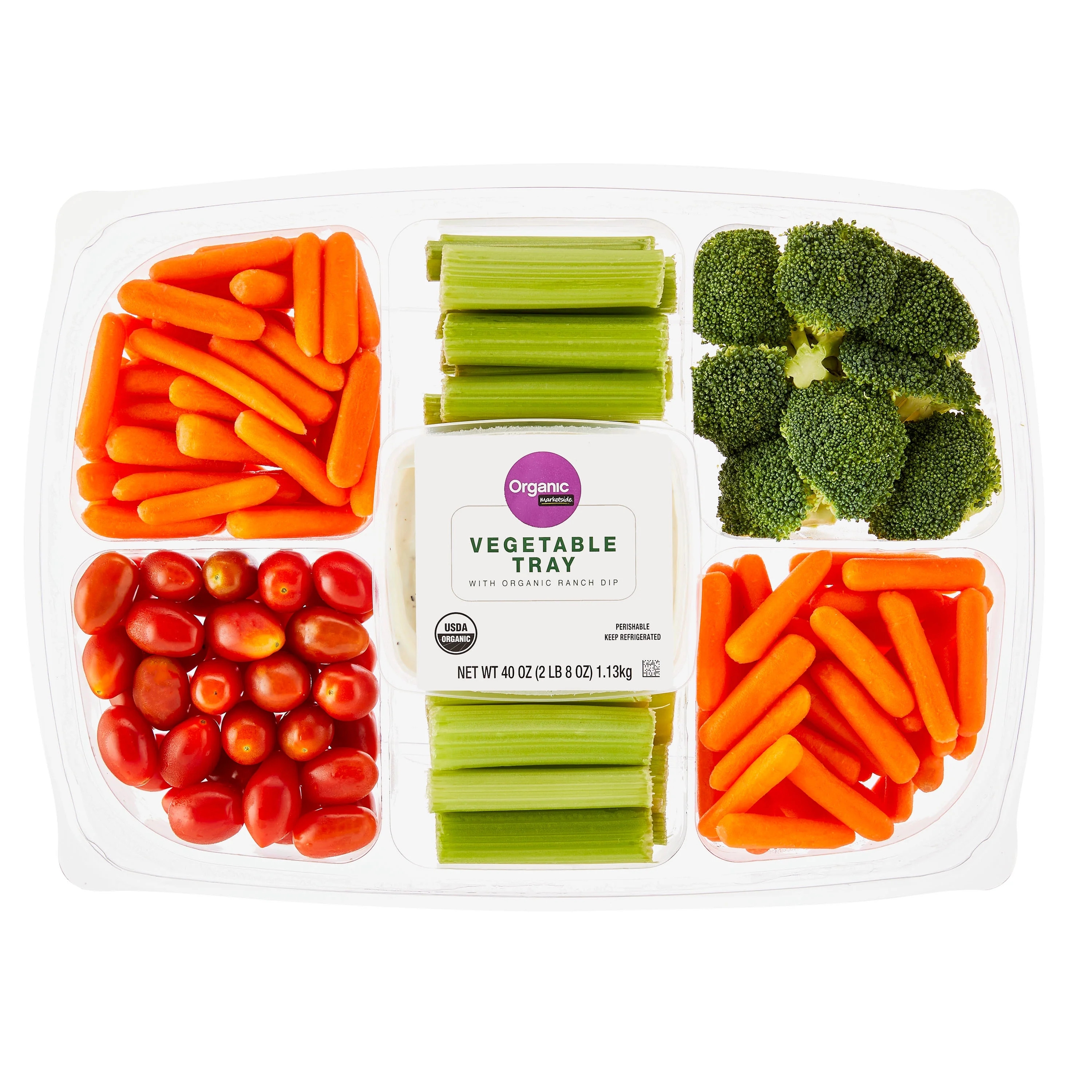 Marketside Organic Fresh Vegetable Tray with Organic Ranch Dip, 40 oz | Walmart (US)