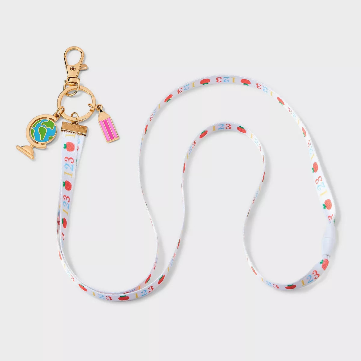 Teacher Apple and 123 Print with Charms Lanyard - Multicolor | Target