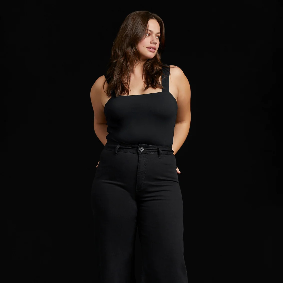 Square Neck Tank Bodysuit | Black - nuuds | nuuds