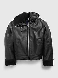 Faux-Leather Sherpa-Lined Moto Jacket | Gap (US)