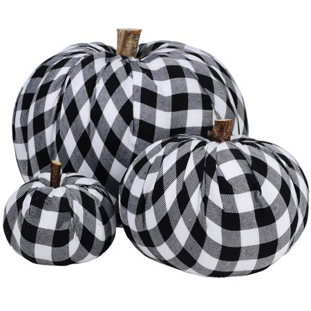 Supla Package of 3 Assorted Burlap Pumpkins Fabric Pumpkins Buffalo Plaid Pumpkins Gingham Fabric Pu | Walmart (US)