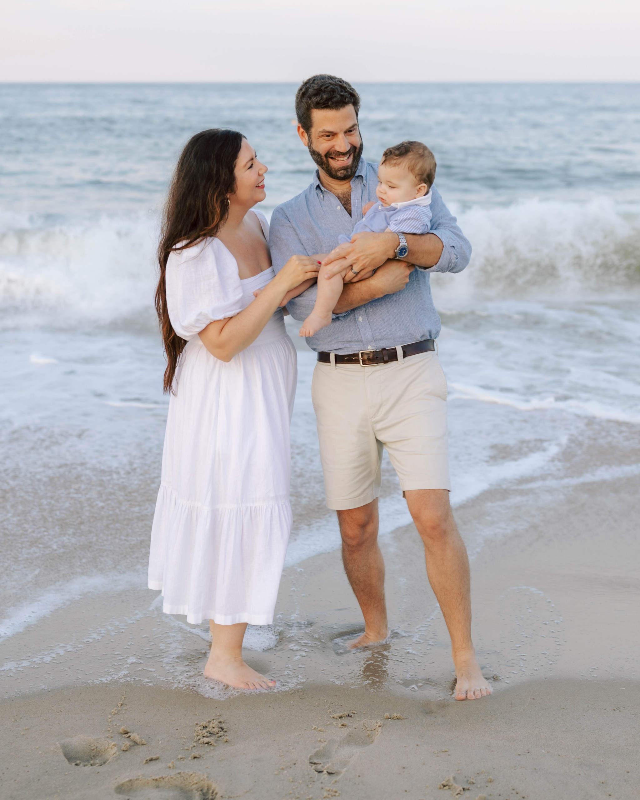 Family photos outfit 

White puff sleeve midi dress, so flattering for postpartum moms! Midsize dress

Blue pinstripe baby boy romper

#LTKMidsize #LTKSeasonal #LTKBaby
