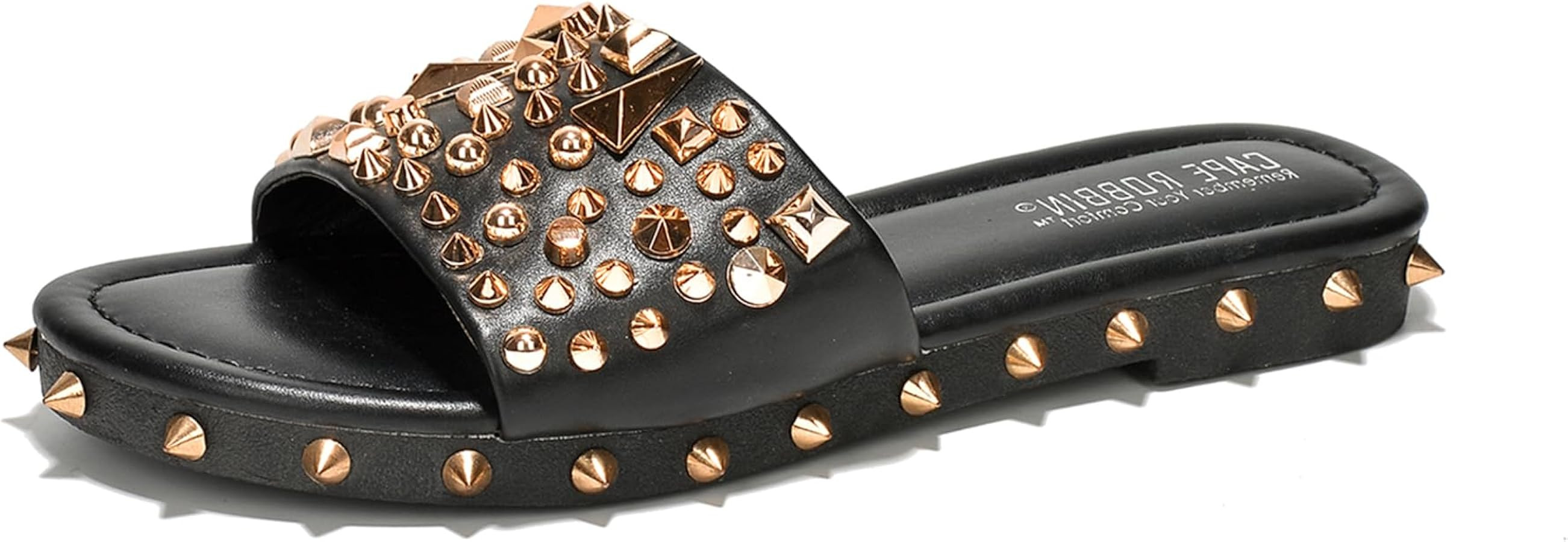 Cape Robbin Tonie Spike and Stud Adorned Flat Sandals (Tonie) | Amazon (US)