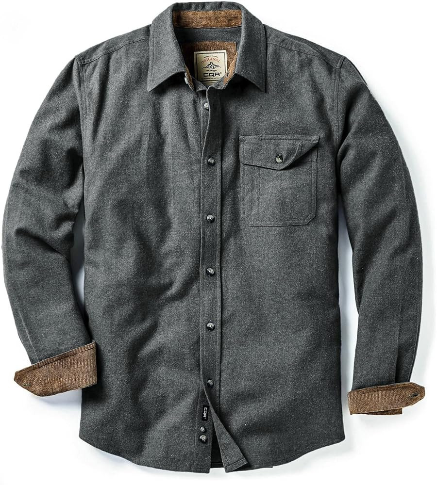 CQR Men's All Cotton Flannel Shirt, Long Sleeve Casual Button Up Plaid Shirt, Brushed Soft Outdoo... | Amazon (US)