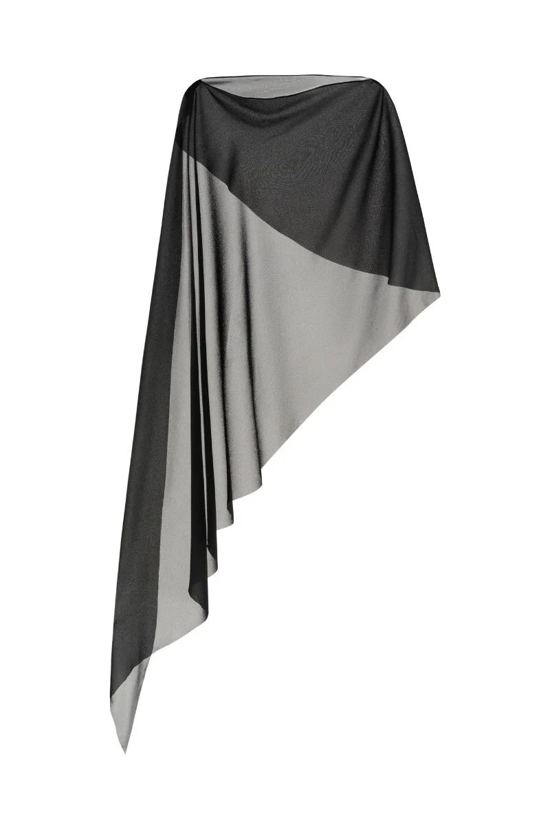 BLACK ASYMMETRIC SEE-THROUGH CAPE | LECIA | CULT MIA | CULT MIA UK LTD