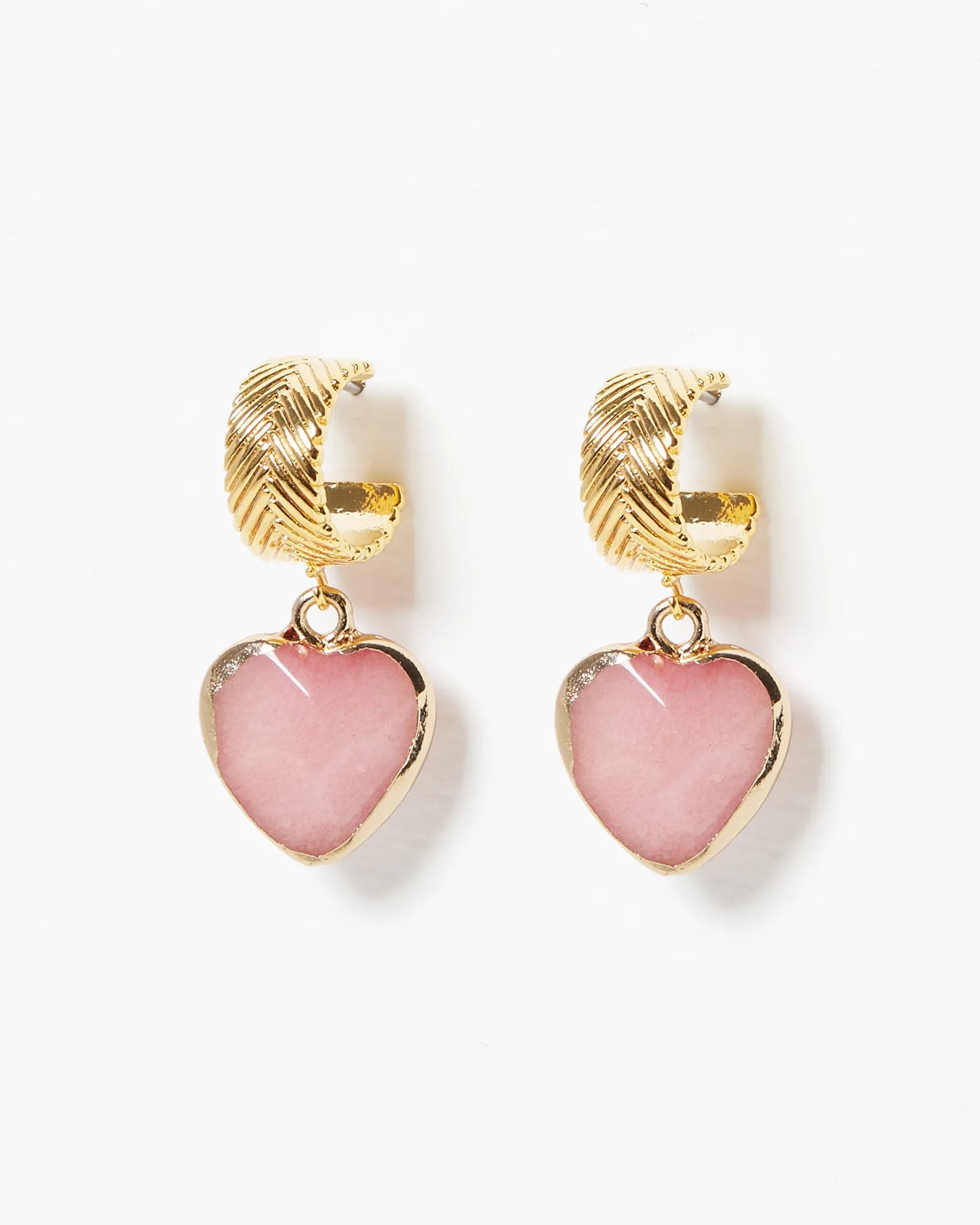 Della Pink Opal Heart Charm Drop Earrings | Oliver Bonas | Oliver Bonas (Global)