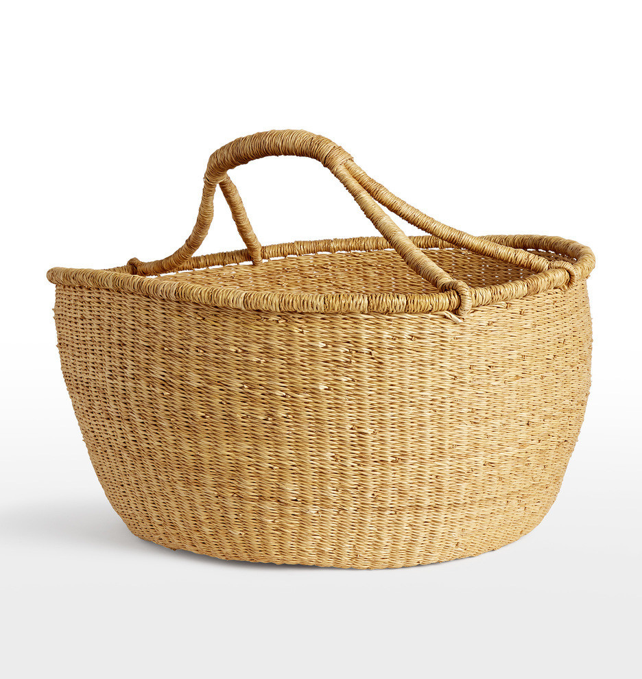 Natural Woven Round Basket Item # E2143 | Rejuvenation