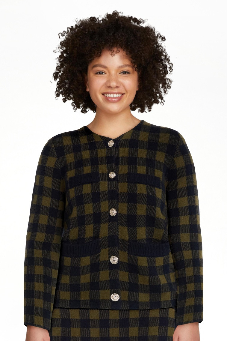 Free Assembly Women's Plaid Cardigan Sweater with Double Welt Pockets, Midweight, Sizes XS-XXL | Walmart (US)