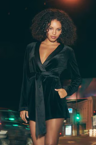 Velvet And Satin Romper | Dynamite Clothing