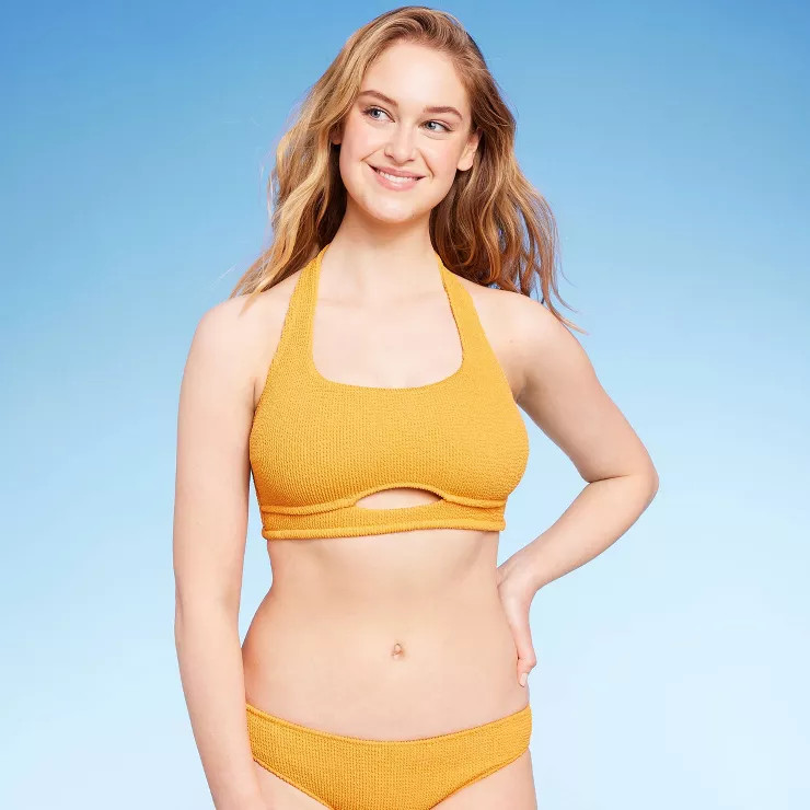 Women's Center Front Cut Out Halter Bralette Bikini Top - Shade & Shore™ | Target