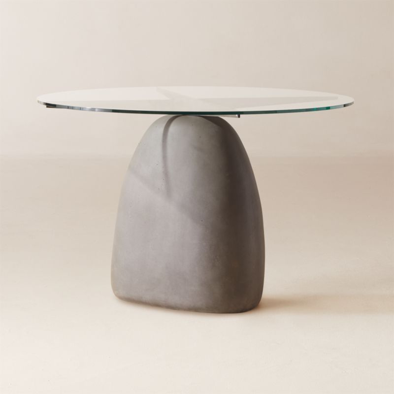 Stone Round Grey Concrete Dining Table with Glass Top 47" + Reviews | CB2 | CB2